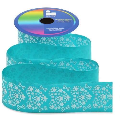 Fita de Cetim Estampada Pet Shop Najar Ref.552 N.09 38mm com 10mts