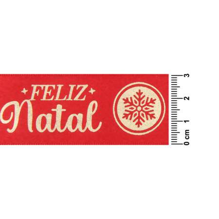 Fita de Cetim Progresso N.07 ECF007H 060 Feliz Natal Vermelho 10mts