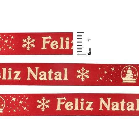 Fita de Cetim Progresso N.03 505 Feliz Natal 10mts