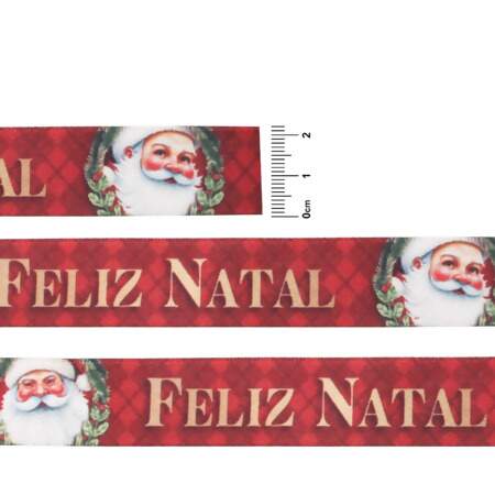 Fita de Cetim Progresso N.05 218 Natal Papai Noel 10mts