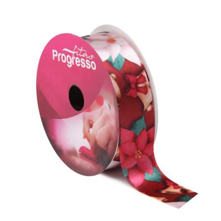 Fita de Cetim Progresso N.05 219 Flores Natalinas 10mts