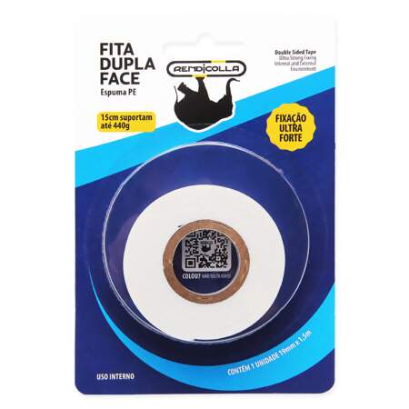 Fita Dupla Face Espuma PE Rendicolla 19mmx1,5m