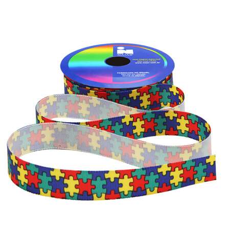Fita de Gorgurão Autismo Najar 381 N.03 15mm com 10mts