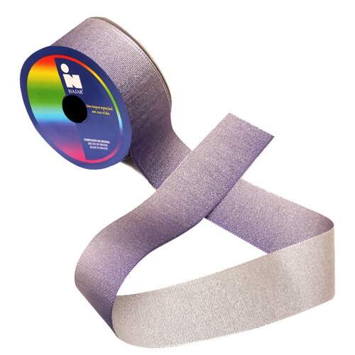 Fita de Gorgurão com Lurex Degradê Prata Najar R.438 N.09 40mm com 10mts