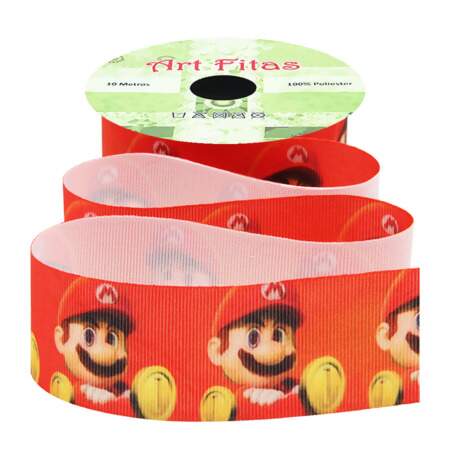 Fita de Gorgurão Art Fitas G2965 38mm Super Mario 10mts