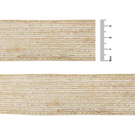 Fita de Juta com Fio de Lurex Progresso JLA009 Natural-Ouro 35mm 10mts