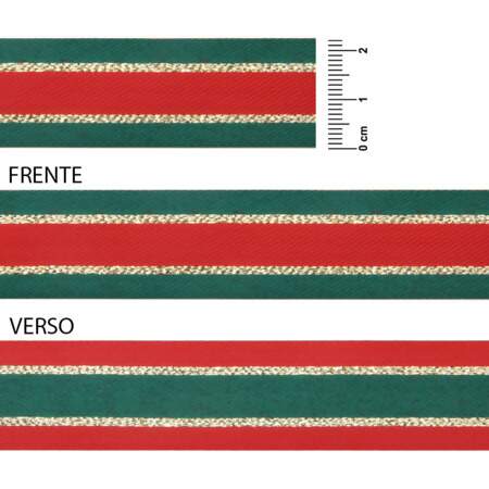 Fita de Natal Progresso N.05 Listrado Verde-Vermelho 01 LN005 22mm 10mts