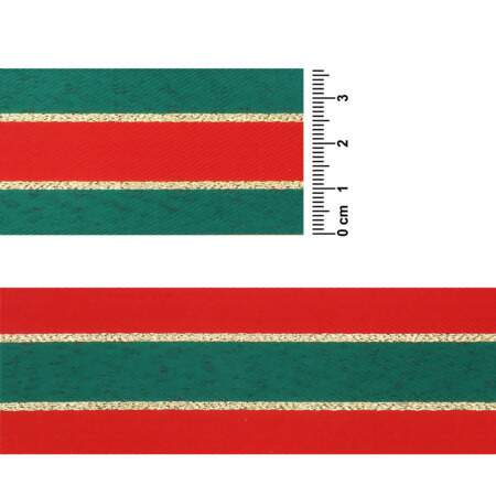 Fita Listrado Natalino Progresso N.09 001 Verde-Vermelho 36mm 10mts