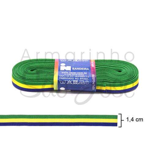 Fita Gorgurão 830 Bandeira Verde/Amarelo/Azul C/10mts