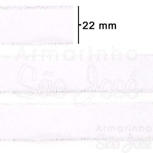 Fita Voal C/ Borda Prata 6400 22mm - Rolo c/10mts