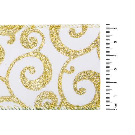 Fita de Natal Progresso Aramada Dourado Arabesco 001 63mm 10mts