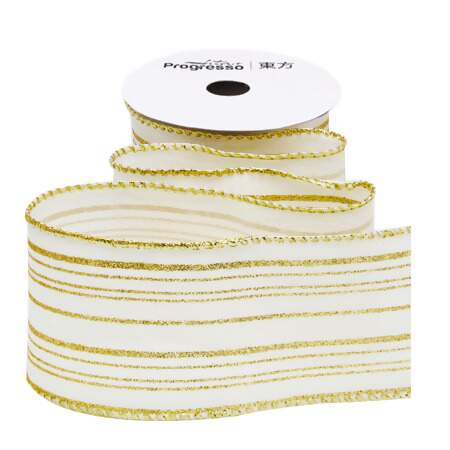 Fita de Natal Progresso Aramada Listra Glitter 001 63mm 10mts