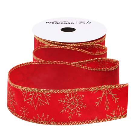 Fita de Natal Progresso Aramada Veludo Floco de Neve 209 38mm 10mts