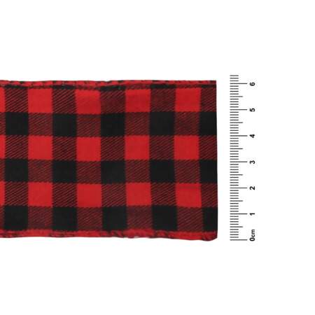 Fita de Natal Progresso Aramada Xadrez Preto-Vermelho XC027 63mm 10mts