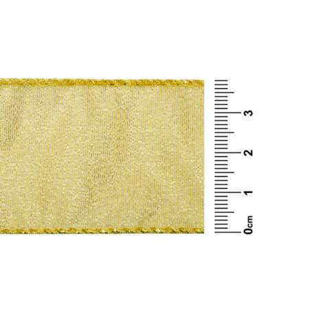 Fita de Natal Progresso Aramada Metalizado Dourada MC027 38mm 10mts