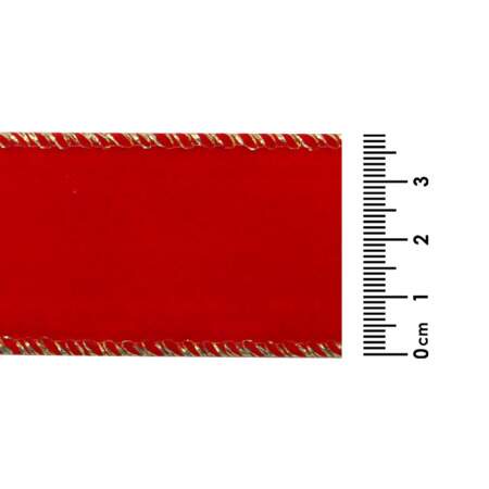 Fita de Natal Progresso Aramada Veludo Vermelho 209 FC003 38mm 10mts