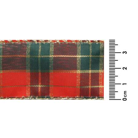 Fita de Natal Progresso Aramada Xadrez Natalino XC026 38mm 10mts FL