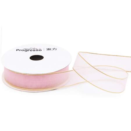 Fita de Voal com Ourela Dourada Progresso ZCD-003 N.03 15mm 10mts