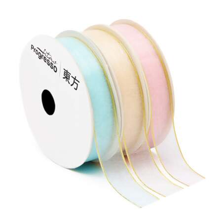 Fita de Voal com Ourela Dourada Progresso ZCD-003 N.03 15mm 10mts