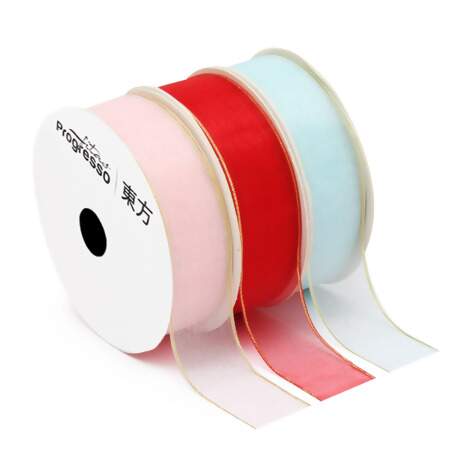 Fita de Voal com Ourela Dourada Progresso ZCD-005 N.05 22mm 10mts