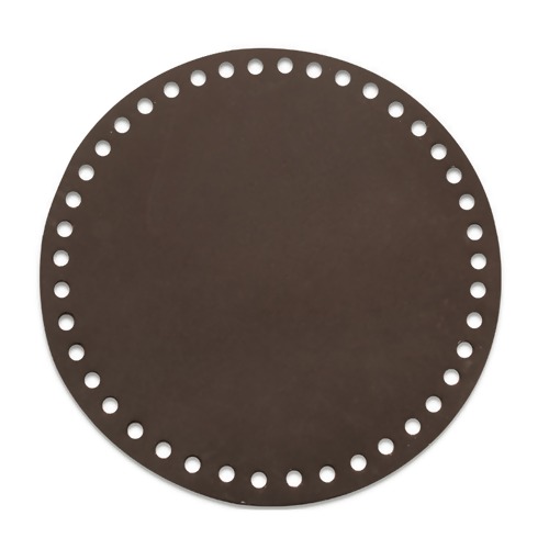 Fundo de Bolsa em Couro para Crochê Redonda Cia do Fio 20cm FL