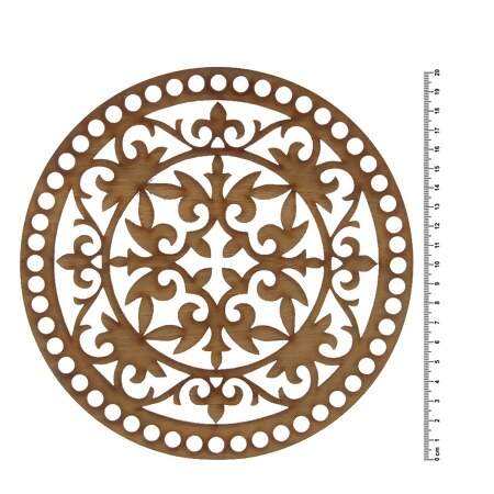 Fundo de Bolsa de MDF Redondo Mandala B Tons Amadeirados