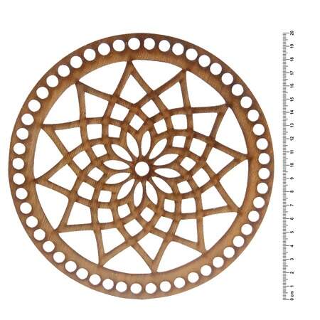 Fundo de Bolsa de MDF Redondo Mandala C Tons Amadeirados