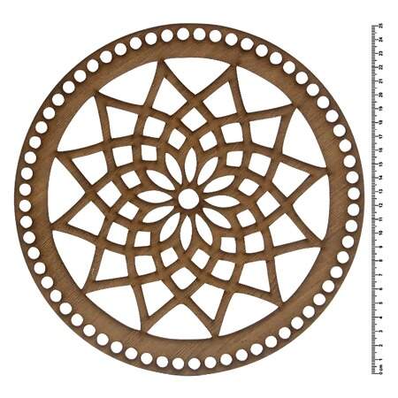 Fundo de Bolsa de MDF Redondo Mandala C Tons Amadeirados