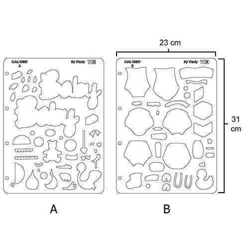Gabarito de Marcação Bebê A/B Ref. 10627 - GM 013 - 2 unidades FL