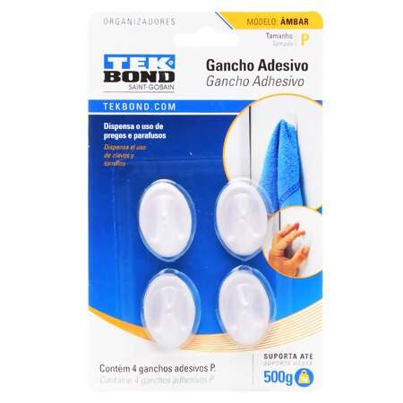 Gancho Âmbar de Plástico Tek Bond Branco P 04 Und