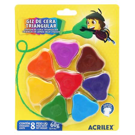 Giz de Cera Triangular Acrilex Ref.09324 com 08 Cores