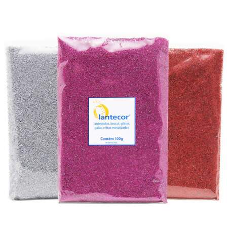 Glitter Metálico Lantecor com 100g