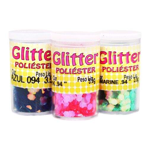 Glitter Poliéster Cítrico 3,5 gramas 0.94g/m²  Indicado para Unhas