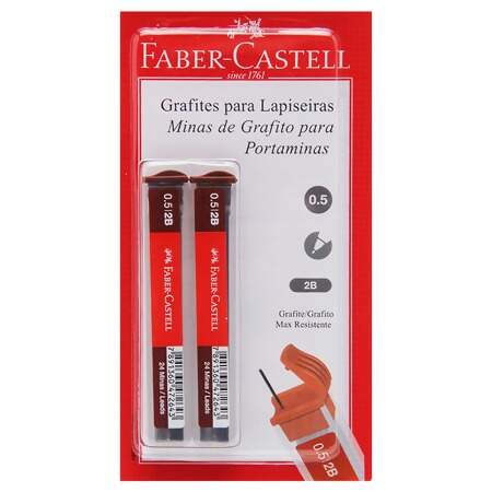 Grafite Fino Faber-Castell 0.5mm 2B SM/TMG052B com 2 Tubos