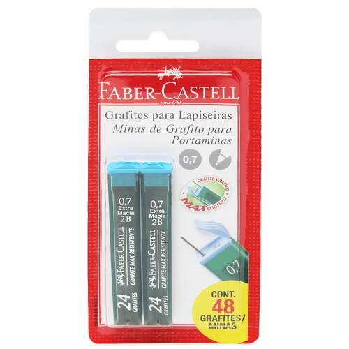 Grafite Fino Faber-Castell 0.7mm 2B SM/TMG072B com 2 Tubos