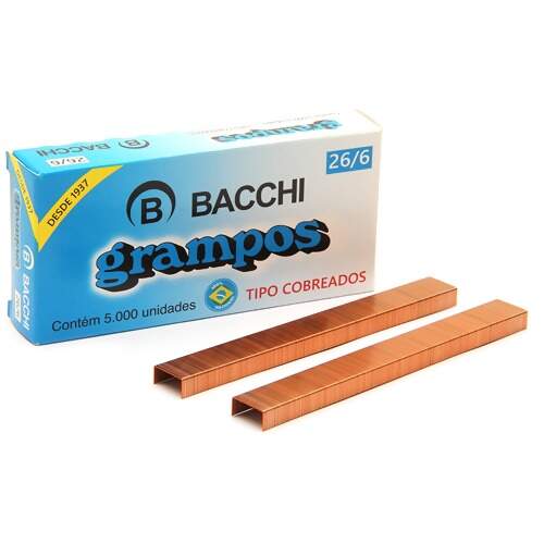 Grampo Bacchi 26/6 Cobreado com 5000 Und