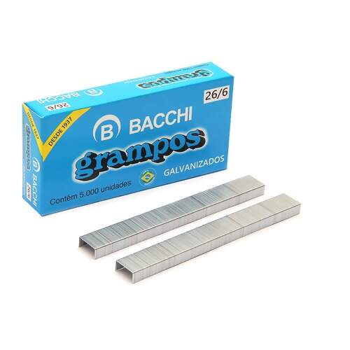 Grampo Bacchi 26/6 Galvanizado com 5000 Und