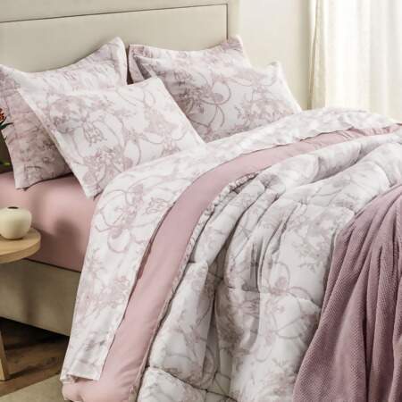 Jogo de Cama Casal 160 Fios Algodão Karsten Prisma 4 Peças