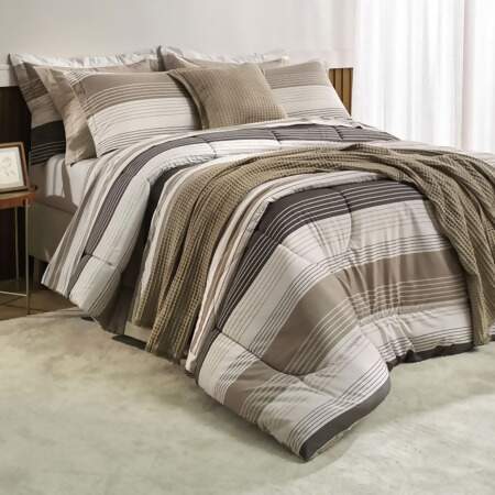 Jogo de Cama Casal King 200 Fios Algodão Karsten Damier 4 Peças