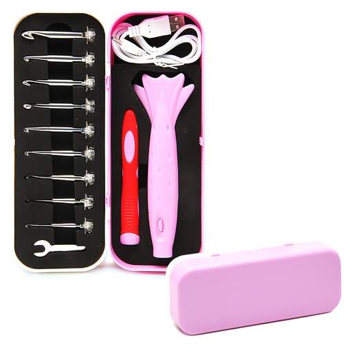 Kit Agulha de Crochê com USB Lilás com 12 Pontas