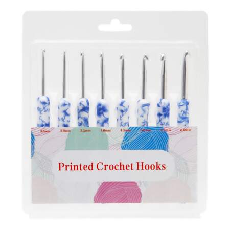 Kit Agulhas de Crochê Flores Azul 08 Und