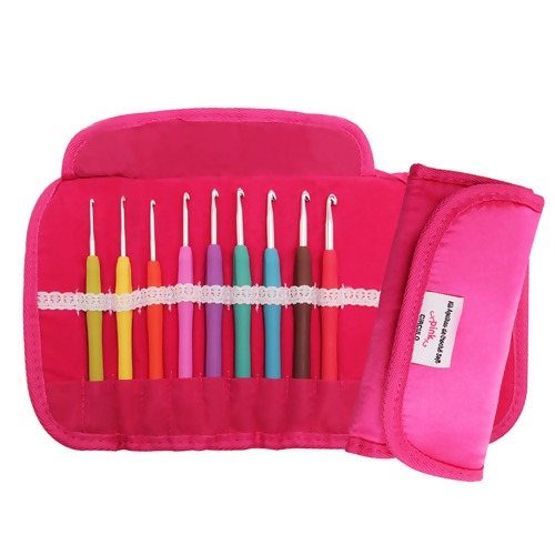 Kit Agulhas de Crochê Soft Emborrachada Ref.40 Círculo - Pink