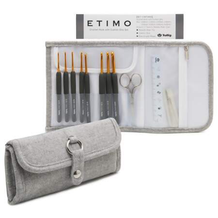 Kit Estojo Agulhas de Crochê Tulip Etimo Premium Silver TES-002