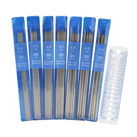 Kit Agulhas para Tricô Ponta Dupla de Aço 20cm 35 Und