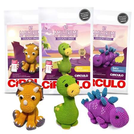 Kit Amigurumi Coleção Dinos Circulo