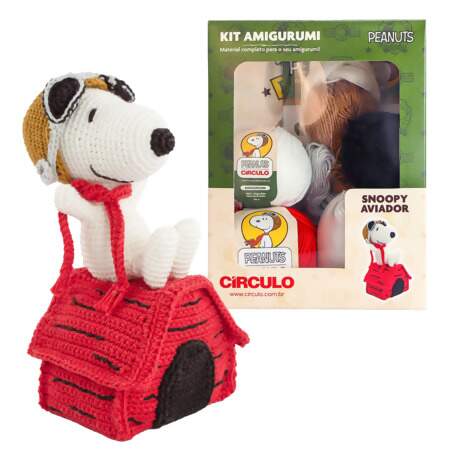 Kit Amigurumi Peanuts Snoopy Aviador Círculo 
