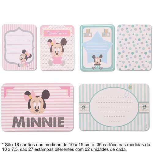 Kit Cartões para Scrap Momentos Baby Minnie e Mickey FL