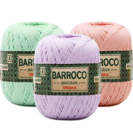 Kit Barbante Barroco MaxColor Candy Colors N.06 400g com 03 Und