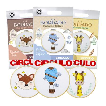 Kit de Bordado Coleção Safári Circulo