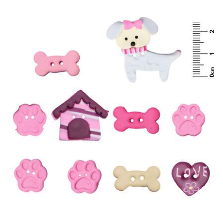 Kit Botão Patchwork Veceli B-068 Pet Rosa